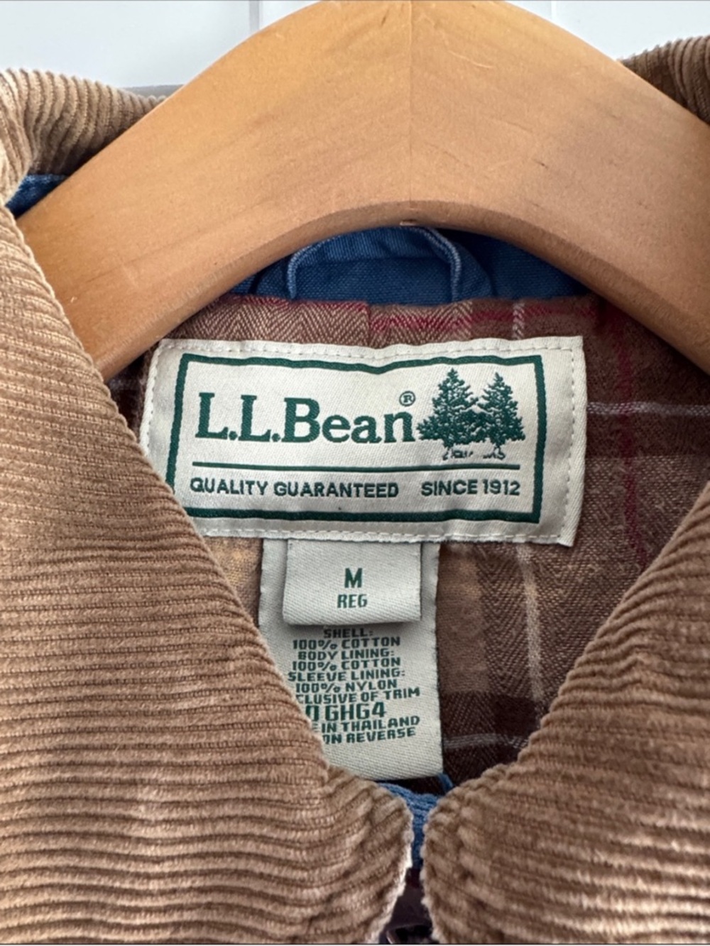 L.L. Bean Light Blue Jacket with Tan Corduroy Collar - Picture 2 of 4